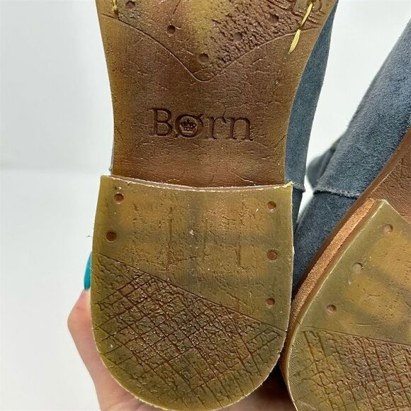 Born Women's Arula Blue Suede Ankle Booties Size 7.5 Casual Fall Back Zipper - Picture 12 of 15